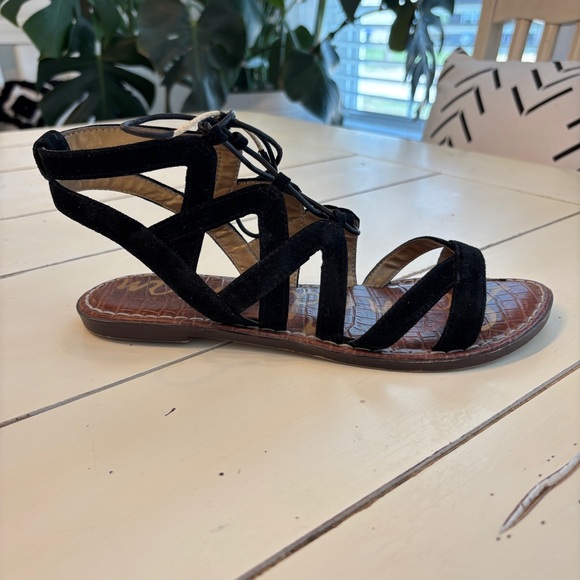 Sam Edelman Gemma Gladiator Leather Lace Up Suede Sandal Women's Size 8 Black - Picture 10 of 12